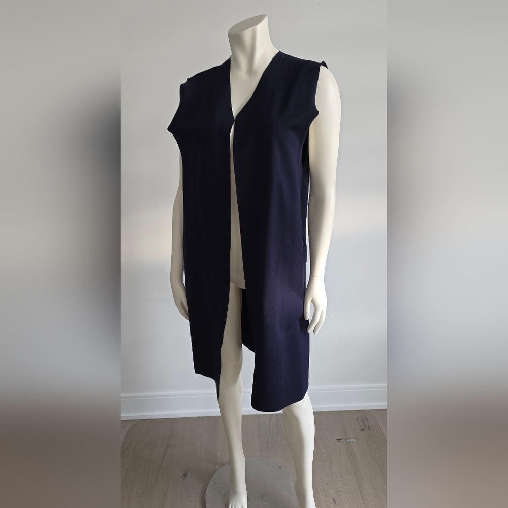 NWT Maison Cinqcent Navy Blue Open Front Cardigan Duster Vest One Size